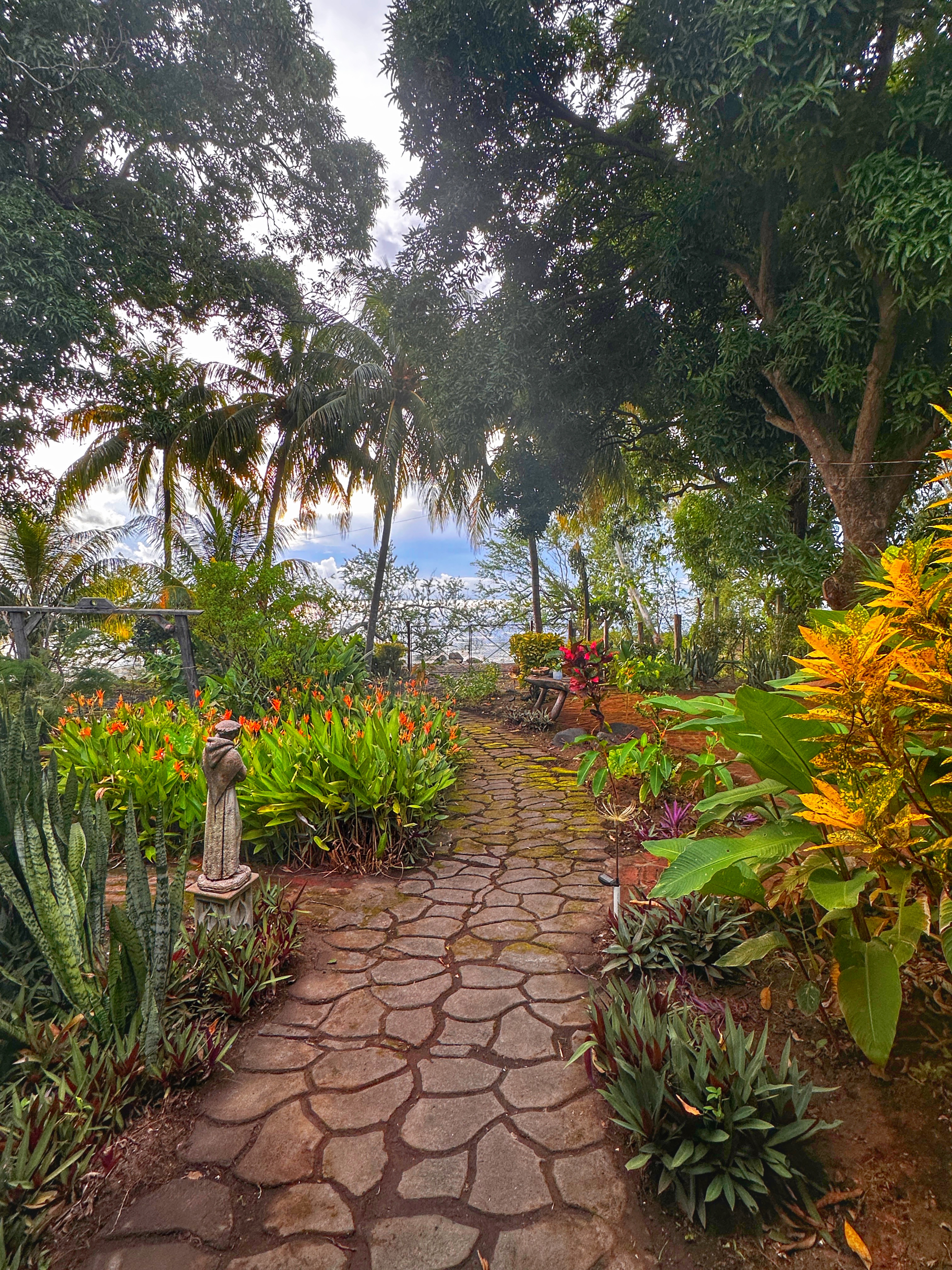 Lush garden path on Ometepe