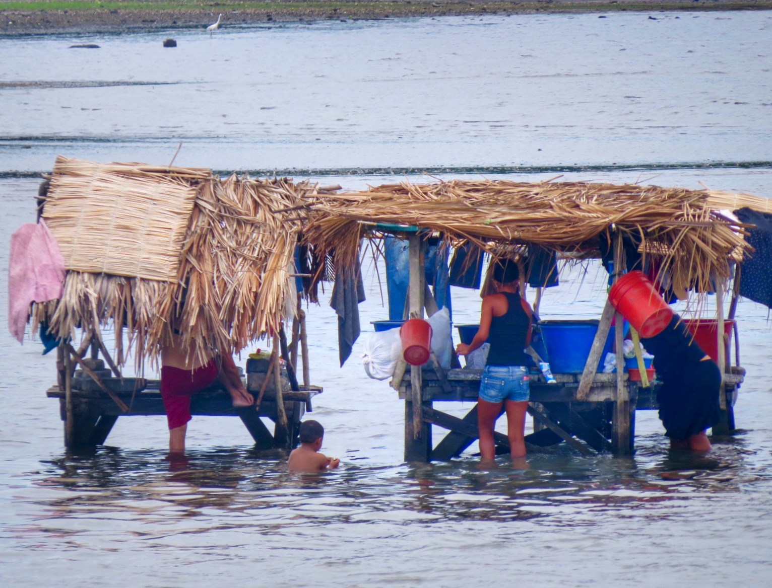 Washing stations in the lake